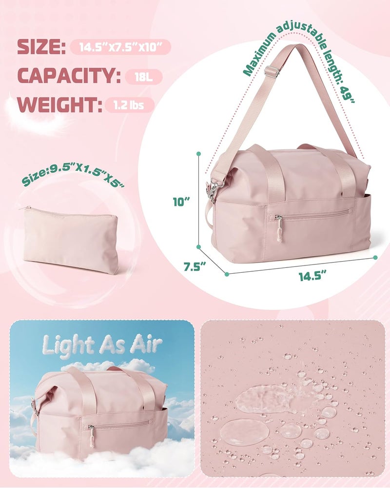 Smasrob Small Gym Bag with Yoga Mat Holder, Wet Pocket and a Separate Pouch, Small Gym Duffle Bag for Women with Detachable Crossbody Shoulder Strap, Pink - Image 5